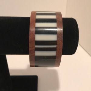 Wood accent bangle bracelet